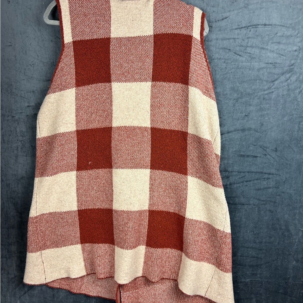Maurices Rust/Cream Plaid Collared Vest Cardigan Sweater – Women’s Sz XXL - Picture 6 of 7